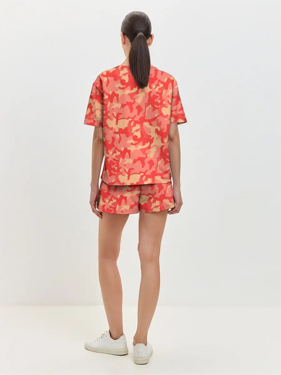 Женская пижама с шортами / Оранжевый камуфляж