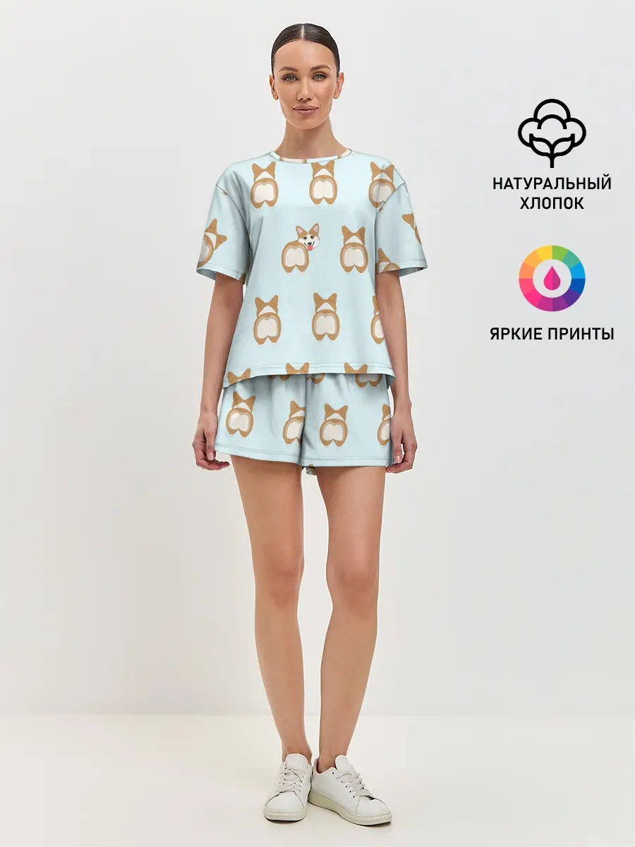 Женская пижама с шортами / Корги