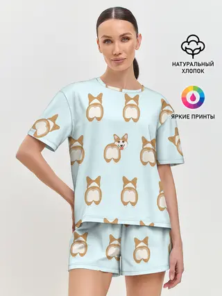 Женская пижама с шортами / Корги