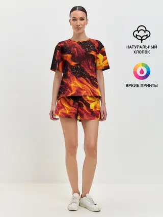 Женская пижама с шортами / ЯЗЫКИ ПЛАМЕНИ