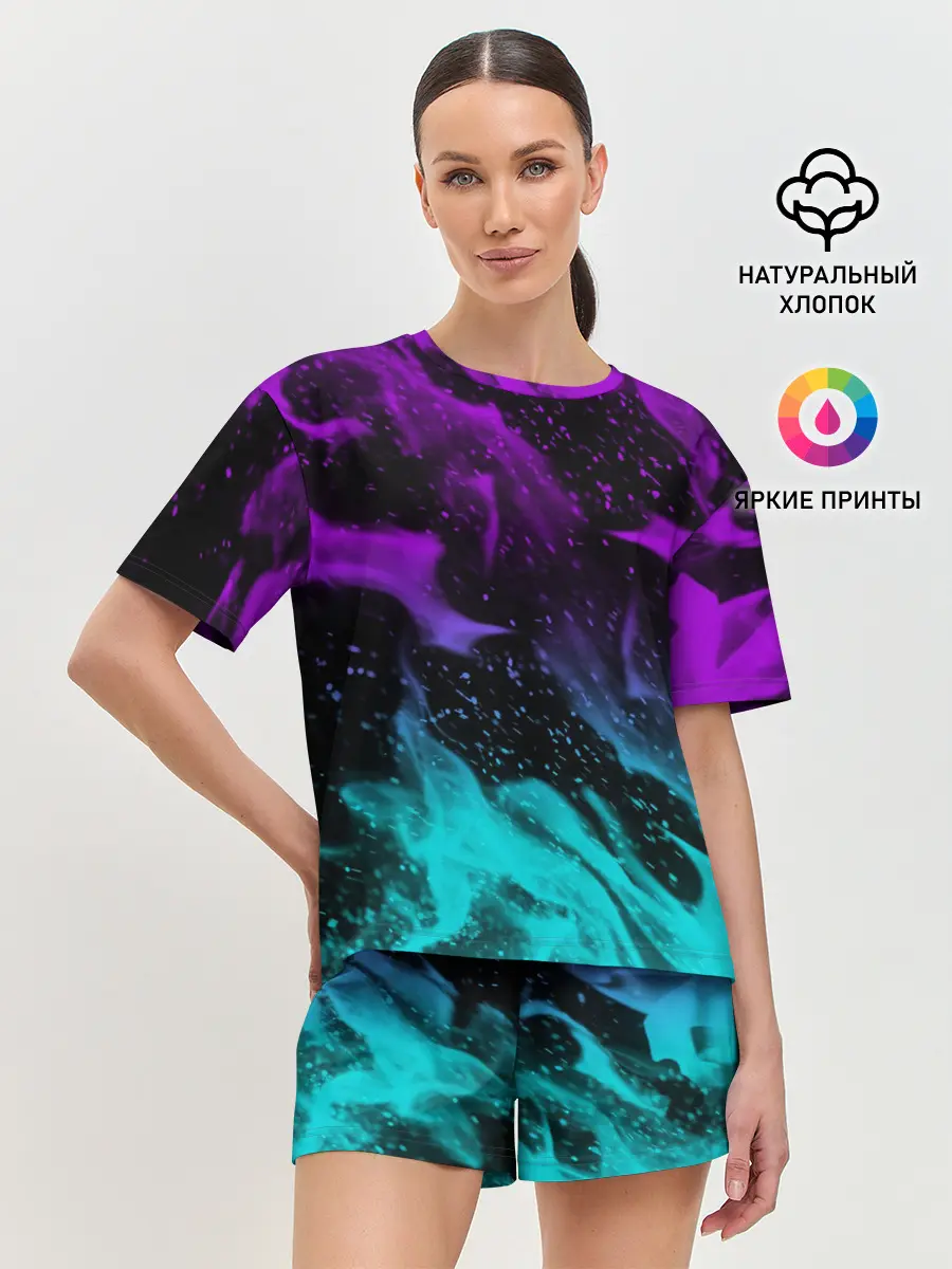 Женская пижама с шортами / НЕОНОВЫЙ ОГОНЬ