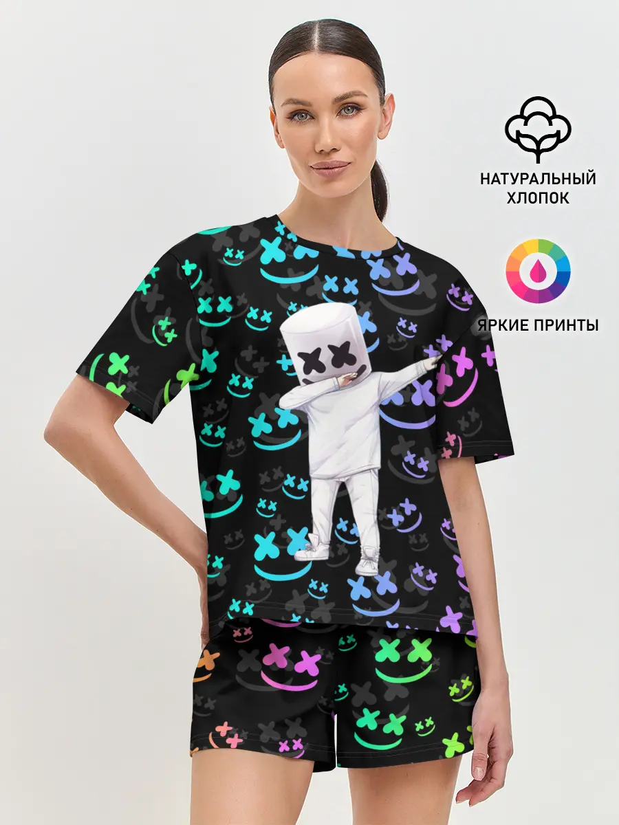 Женская пижама с шортами / Marshmello