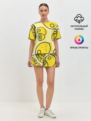Женская пижама с шортами / Лимончики