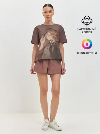 Женская пижама с шортами / Чуя Накахар на состаренном фоне