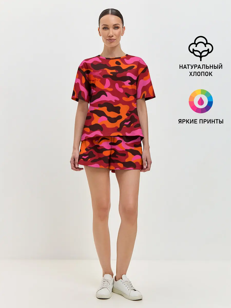 Женская пижама с шортами / CAMOUFLAGE RED