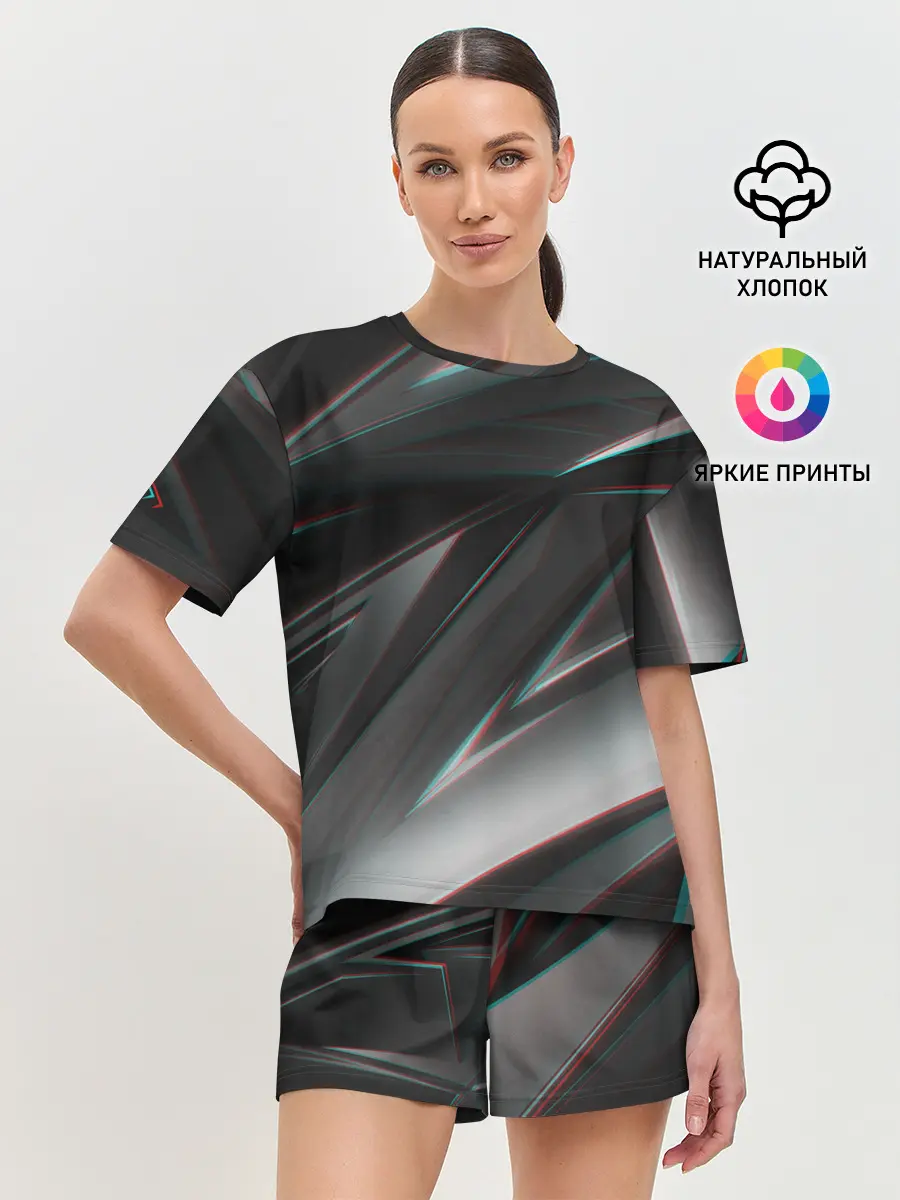 Женская пижама с шортами / GEOMETRY STRIPES GLITCH