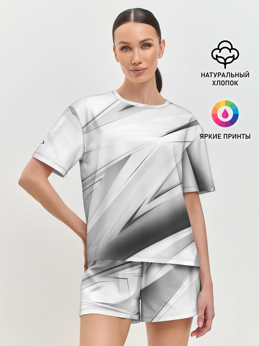 Женская пижама с шортами / GEOMETRY STRIPES WHITE
