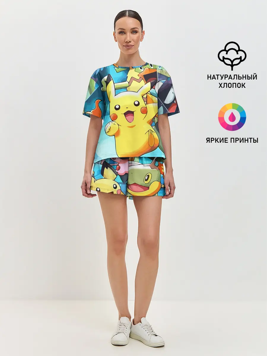 Женская пижама с шортами / Pokrmons