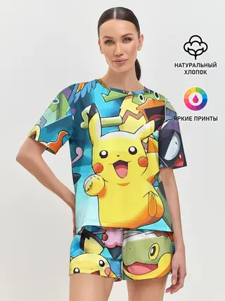 Женская пижама с шортами / Pokrmons