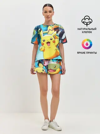 Женская пижама с шортами / Pokrmons