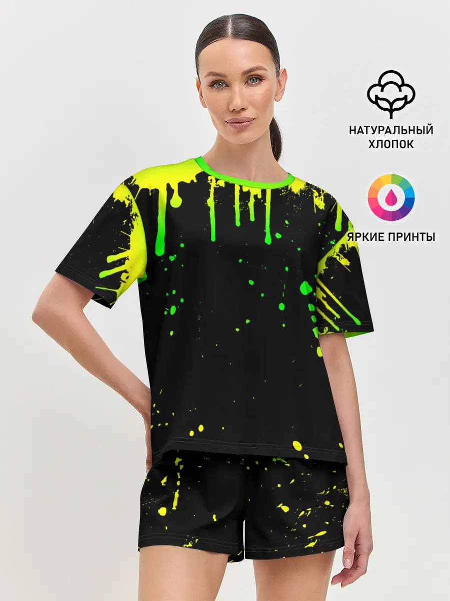 Женская пижама с шортами / НЕОНОВЫЕ ПОДТЕКИ