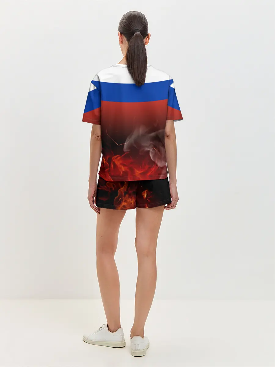 Женская пижама с шортами / Россия огонь