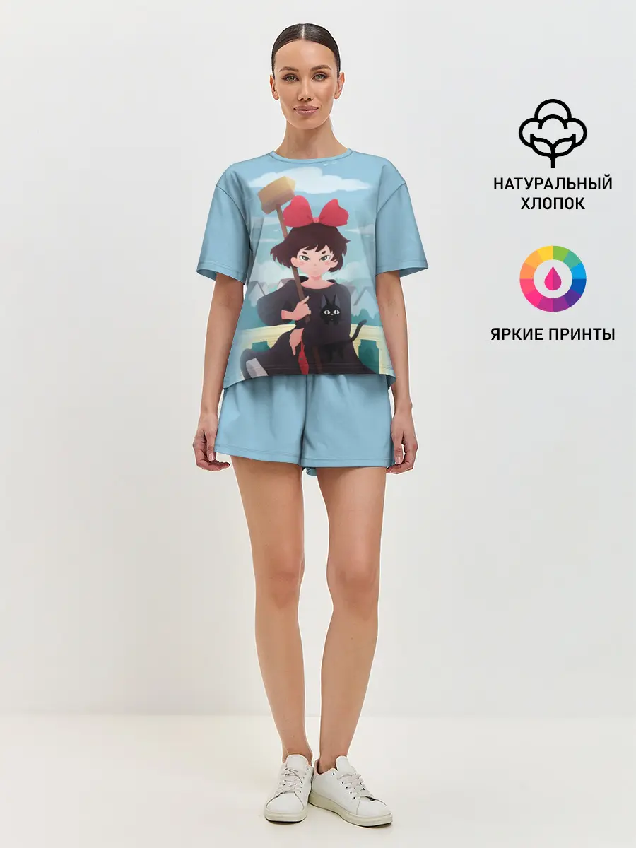 Женская пижама с шортами / ВЕДЬМИНА СЛУЖБА ДОСТАВКИ. Иллюстрация