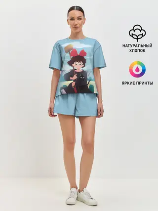 Женская пижама с шортами / ВЕДЬМИНА СЛУЖБА ДОСТАВКИ. Иллюстрация