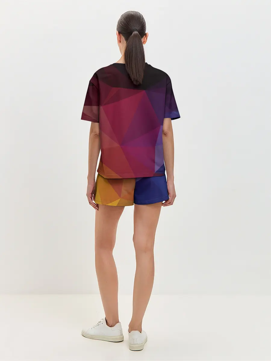 Женская пижама с шортами / Полигональный фон