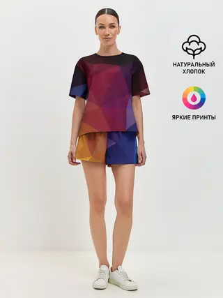 Женская пижама с шортами / Полигональный фон