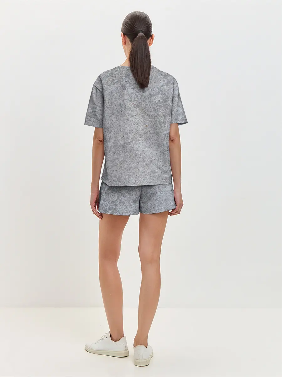 Женская пижама с шортами / Серый бетон