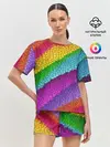 Женская пижама с шортами / Яркая мозаика радуга диагональ