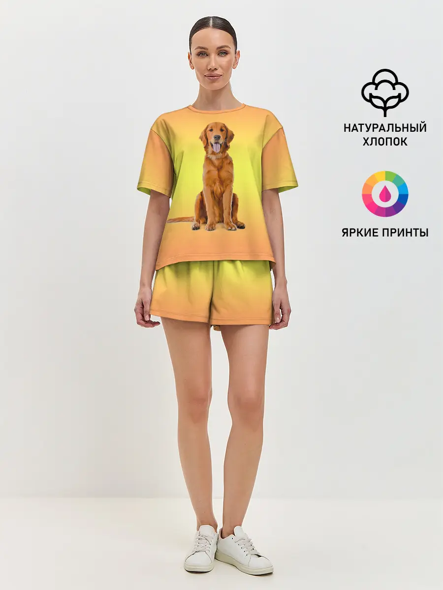 Женская пижама с шортами / Золотистый ретривер