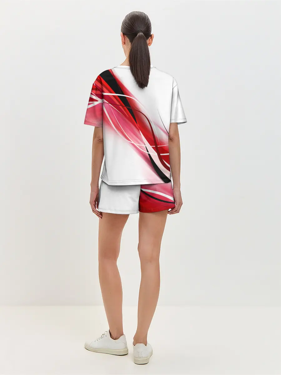 Женская пижама с шортами / GEOMETRY STRIPES RED