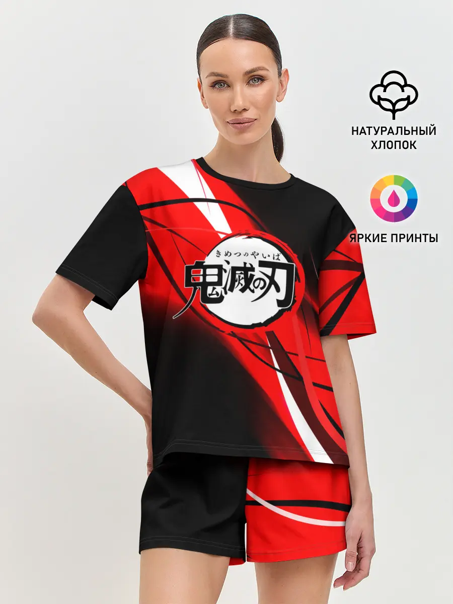 Женская пижама с шортами / KIMETSU NO YAIBA абстракция