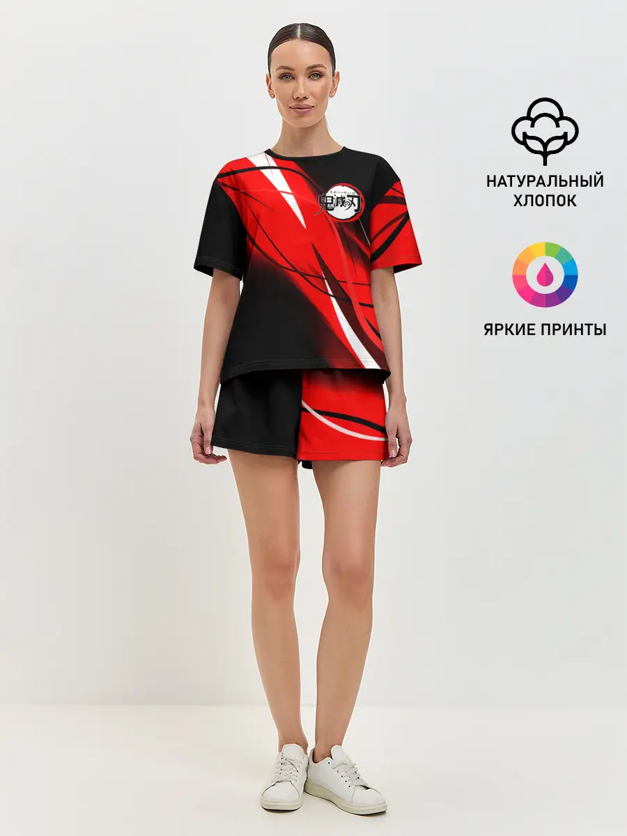 Женская пижама с шортами / KIMETSU NO YAIBA маленький лого