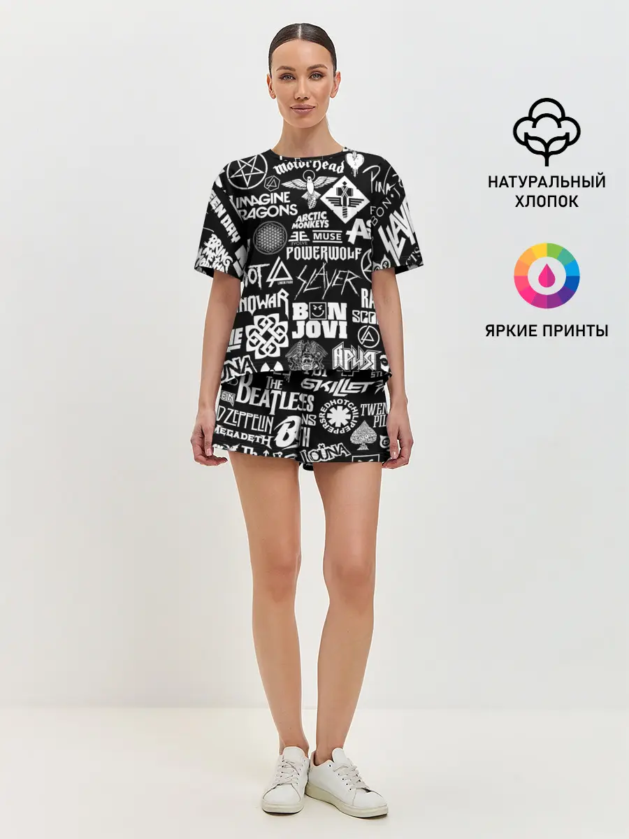 Женская пижама с шортами / ЛОГОТИПЫ РОК ГРУПП