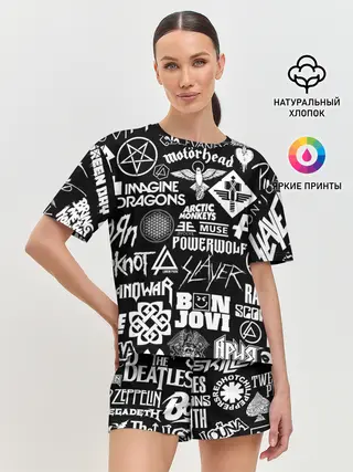 Женская пижама с шортами / ЛОГОТИПЫ РОК ГРУПП