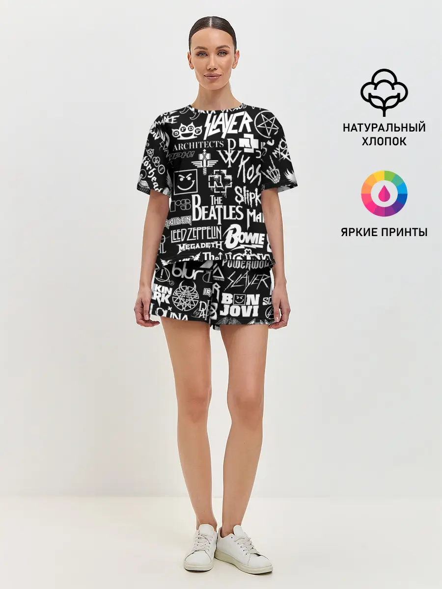 Женская пижама с шортами / ЛОГОТИПЫ РОК ГРУПП