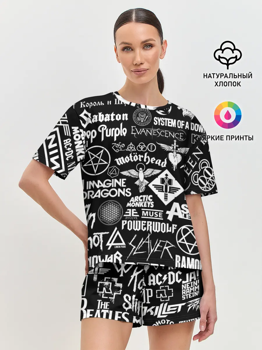 Женская пижама с шортами / ЛОГОТИПЫ РОК ГРУПП