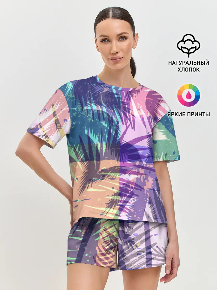 Женская пижама с шортами / Тропики