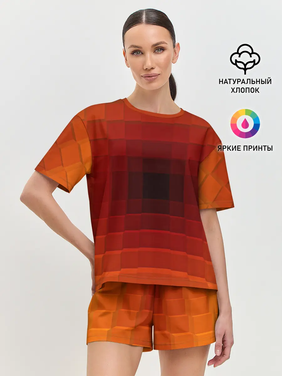 Женская пижама с шортами / оптическая иллюзия