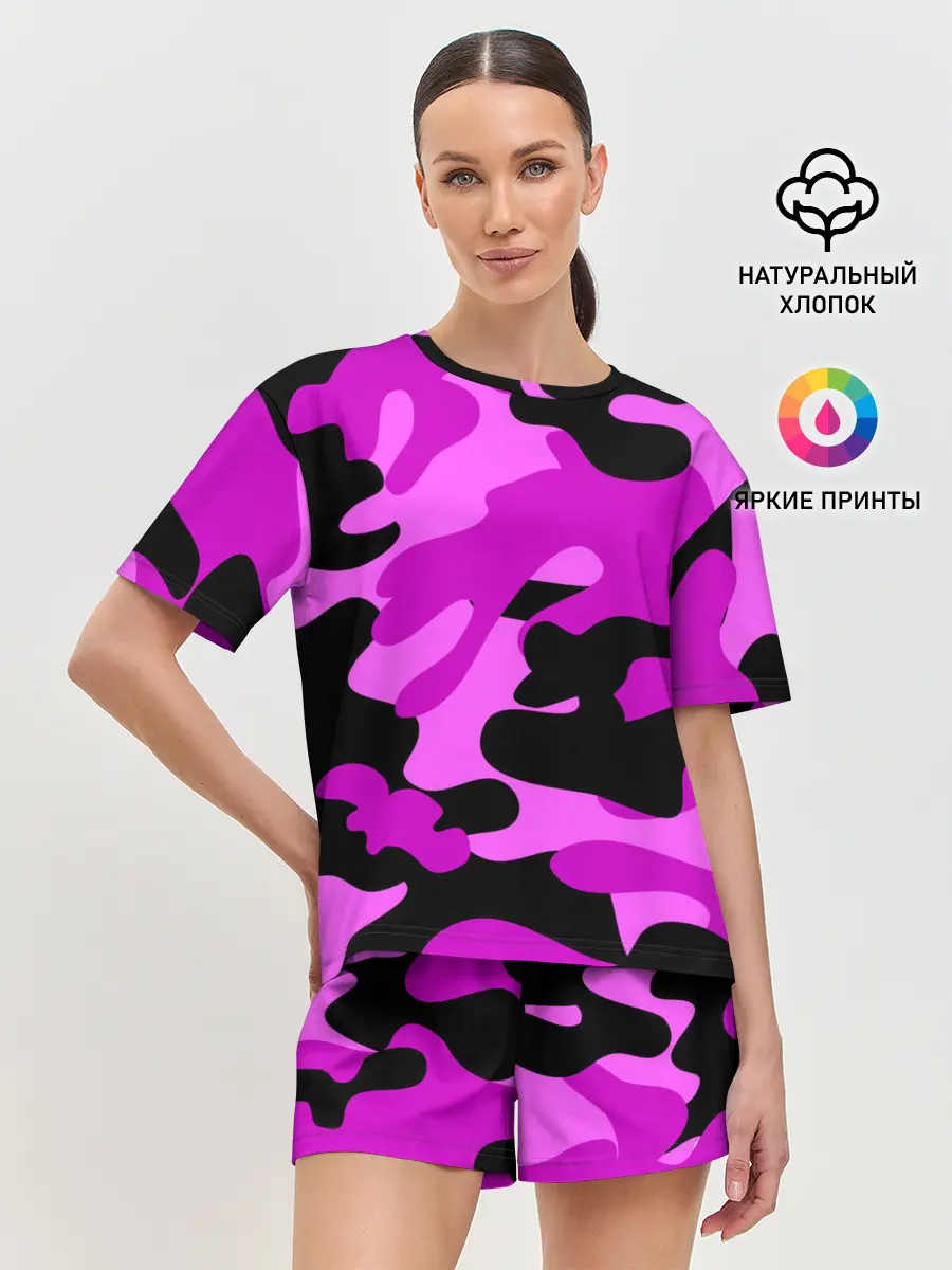Женская пижама с шортами / Цветной камуфляж