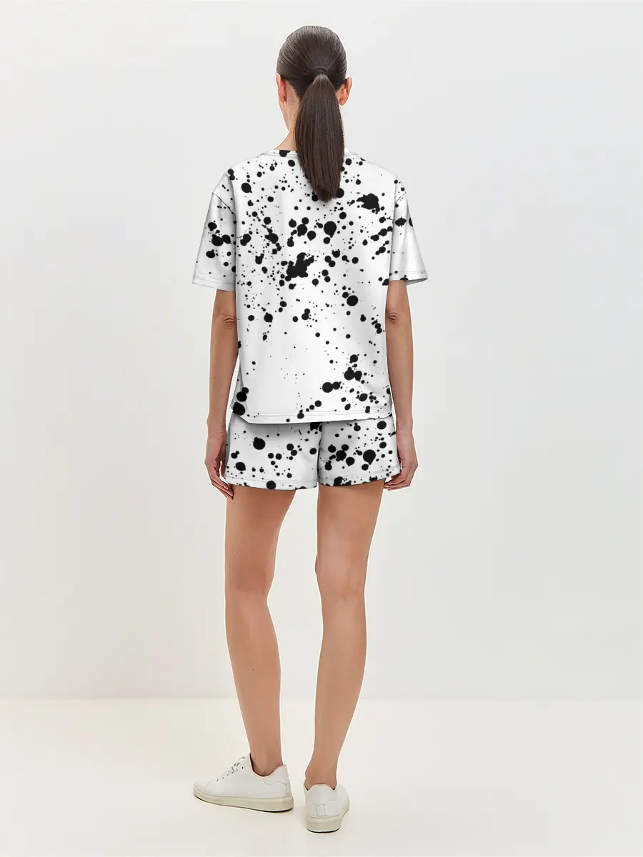 Женская пижама с шортами / Далматинец - брызги чёрными пятнами