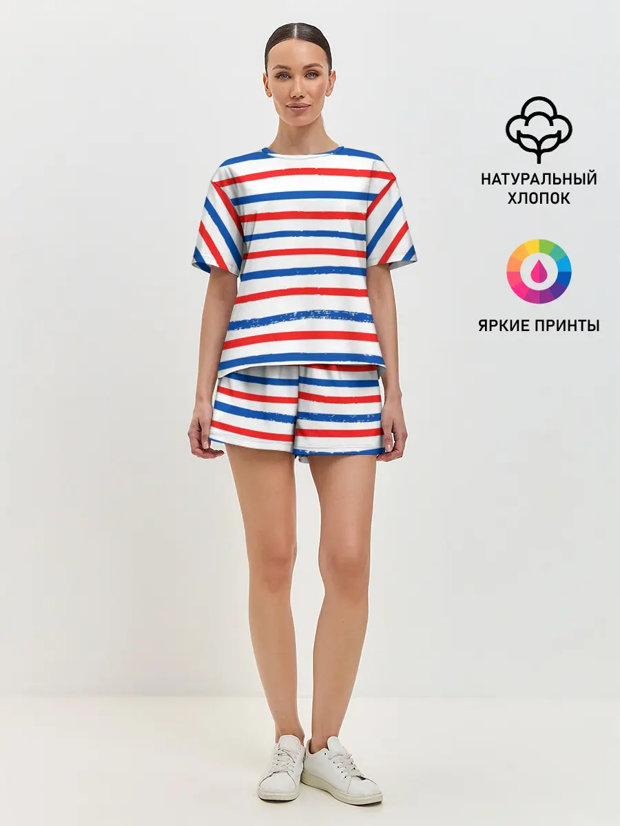 Женская пижама с шортами / Морская полоска