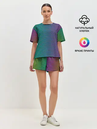 Женская пижама с шортами / В ЦВЕТНУЮ ПОЛОСКУ