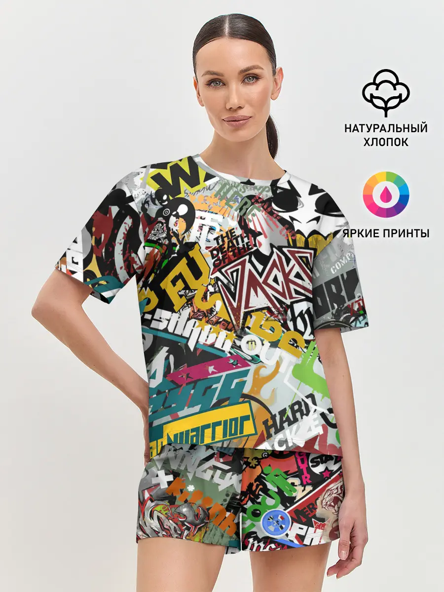 Женская пижама с шортами / Стикеры