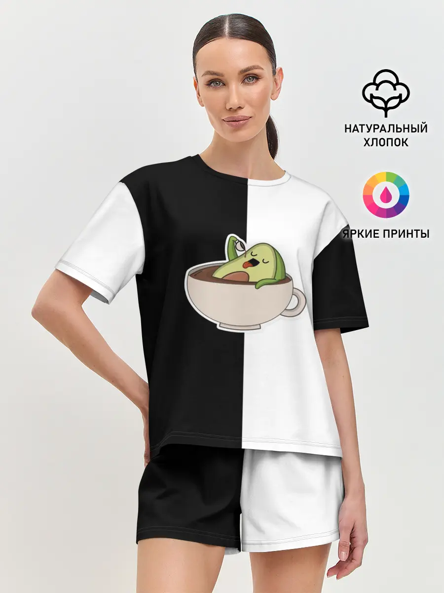 Женская пижама с шортами / авокадо