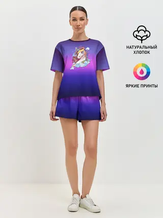 Женская пижама с шортами / Единорог