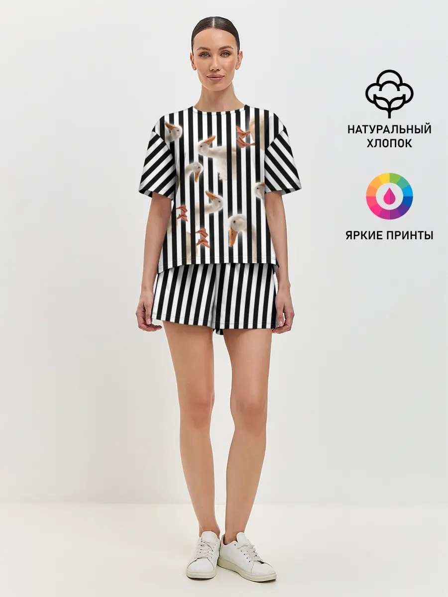 Женская пижама с шортами / Гуси