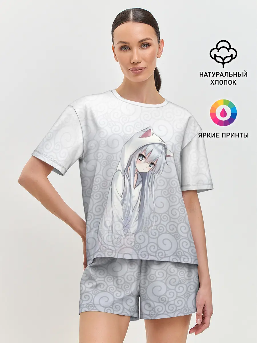 Женская пижама с шортами / Cat-girl