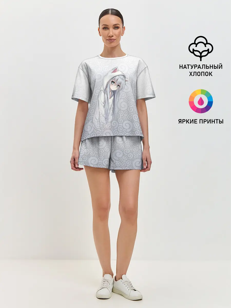 Женская пижама с шортами / Cat-girl
