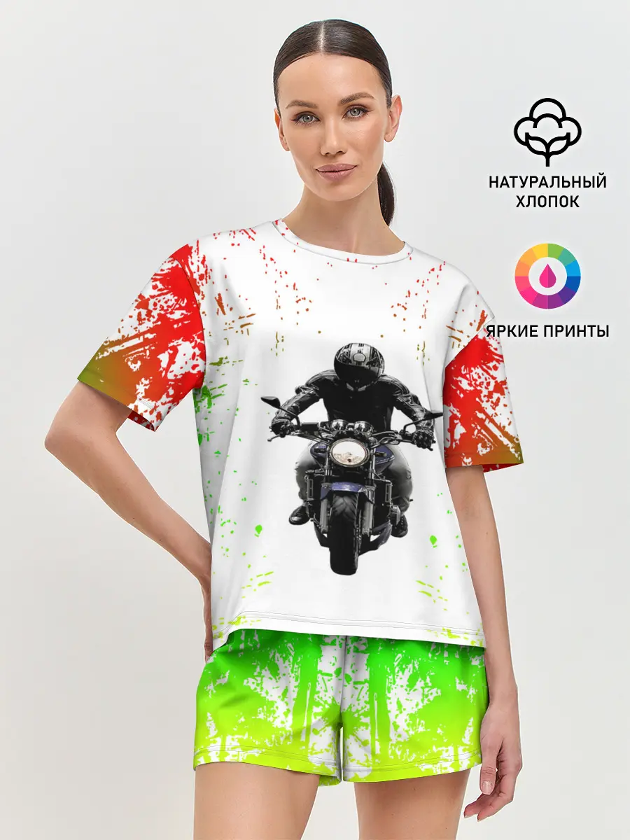 Женская пижама с шортами / МОТОЦИКЛЫ