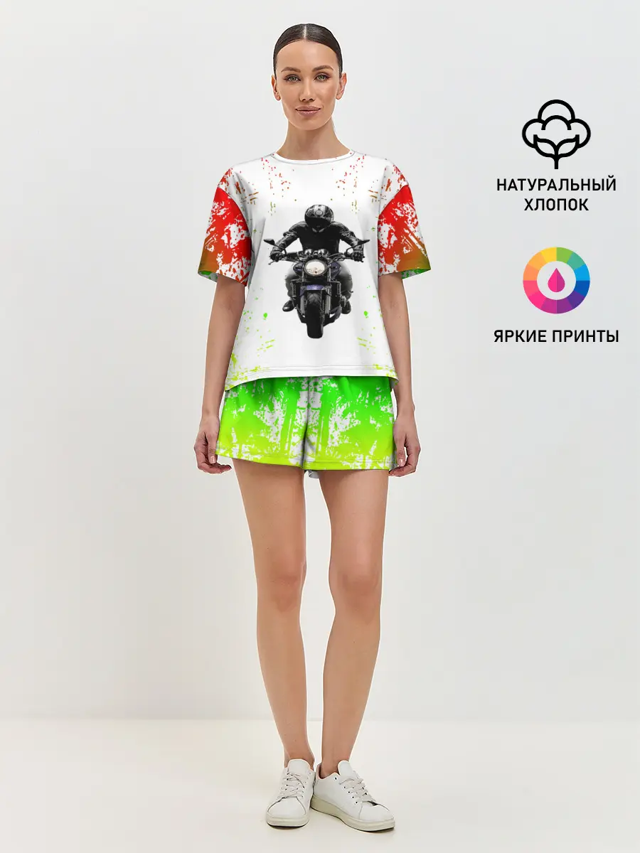 Женская пижама с шортами / МОТОЦИКЛЫ