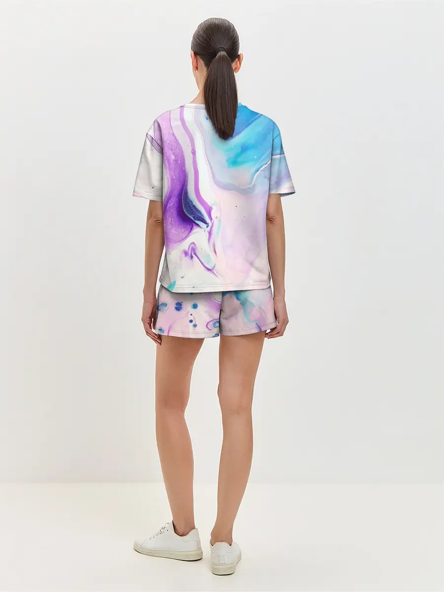 Женская пижама с шортами / Акварельные разводы