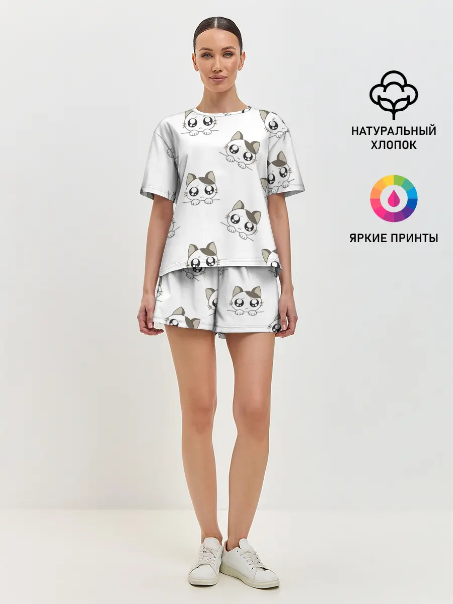 Женская пижама с шортами / Котята