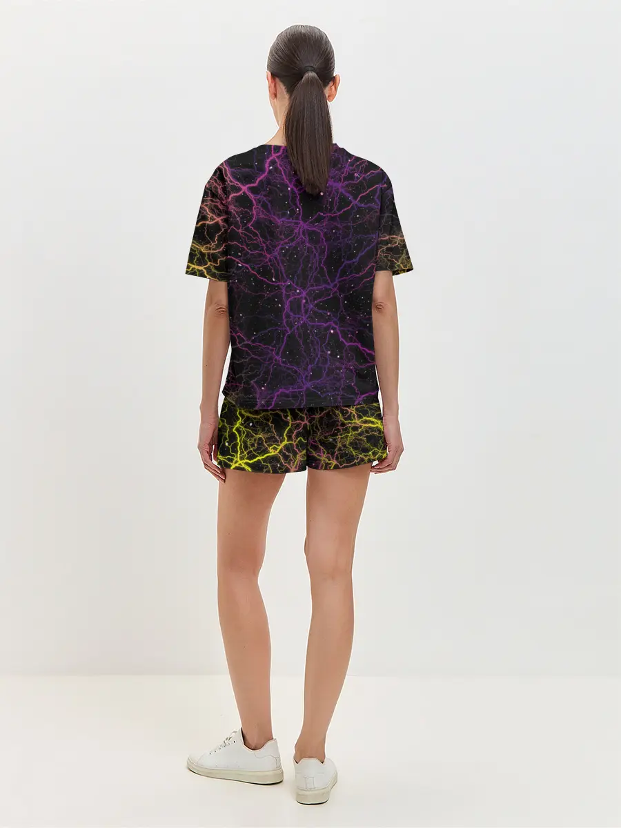 Женская пижама с шортами / Цветные молнии Пикачу