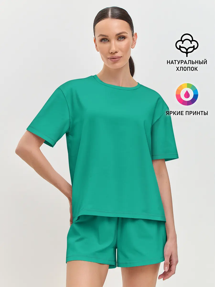 Женская пижама с шортами / Зеленый