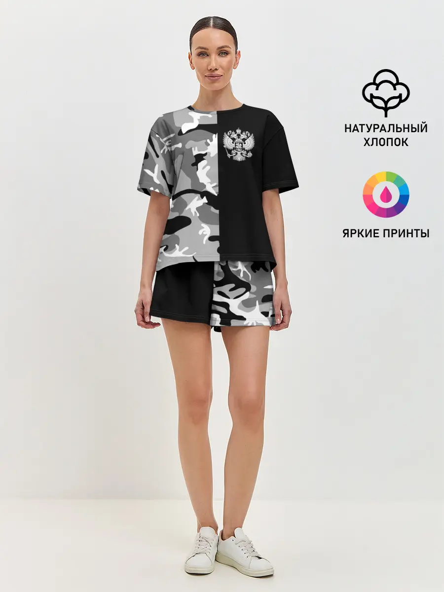 Женская пижама с шортами / Россия камуфляж