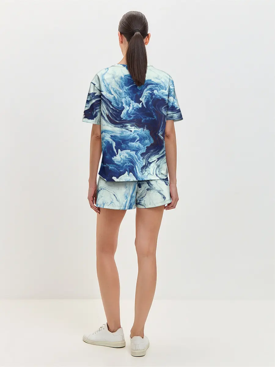 Женская пижама с шортами / Абстракция смешивание разводы